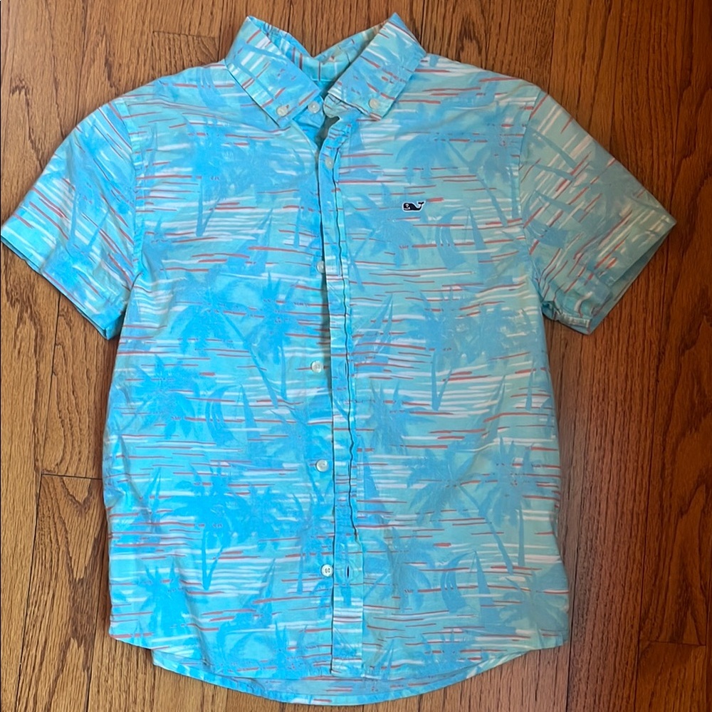Vineyard Vines boys Light Blue Tropical Shirt